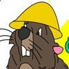 Color this cute picture of a gopher. Use the paintbrush to select colors and click on each section to paint in it. Color the various clothes, people, accessories, and hair of the characters to make them look their best.